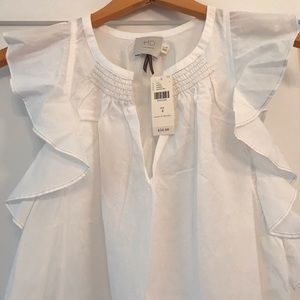 Brand new white ruffle HD top from Anthropologie